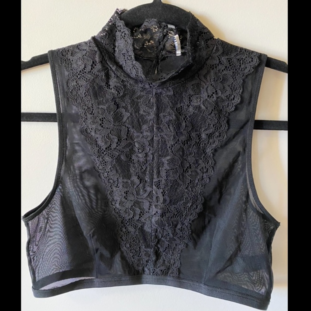 Lace Mesh Bralette/Crop top black